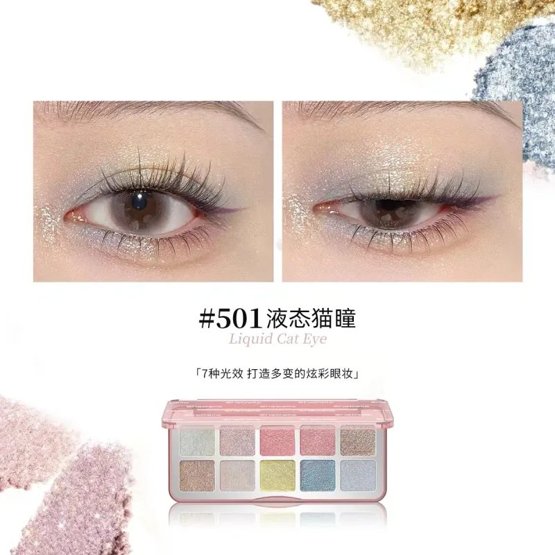 10 Color Eyeshadow Palette Portable Pink Matte Shimmer Glitter Lasting Pearl Shine Eye Shadow Makeup