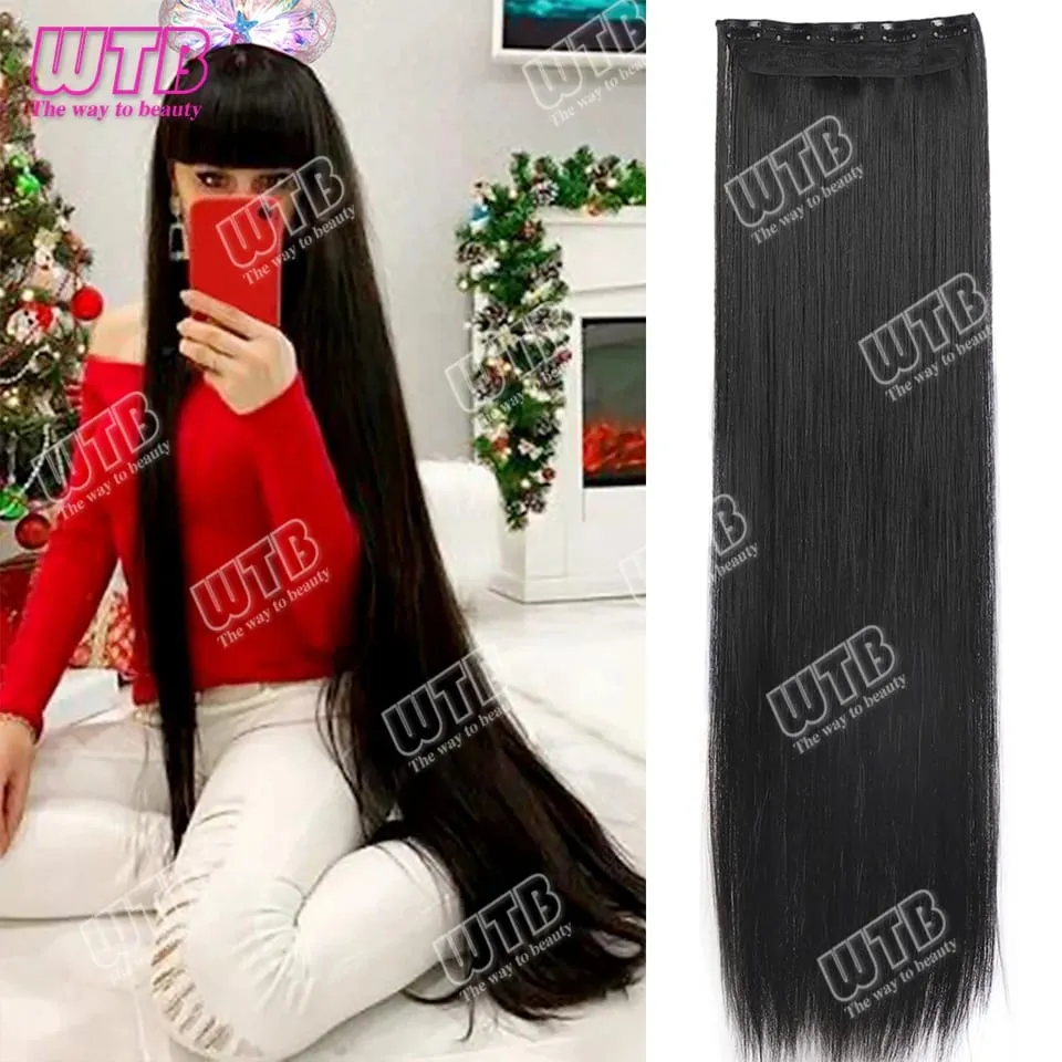Extra Long Straight Synthetic 5 Clip Hair Extensions Ponytail Extension For Ladies Girls 20~40 Inches Clip In Extensions Hairpie — image 8