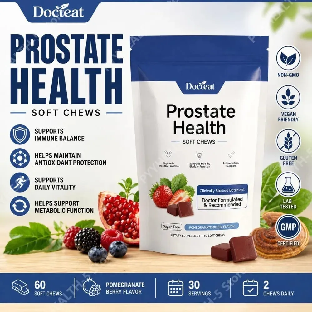Docteat Prostate Health Soft Chews Sugar-Free with Vitamin C Zinc and Selenium for Immune System Balance 60 Soft Chews — image 2