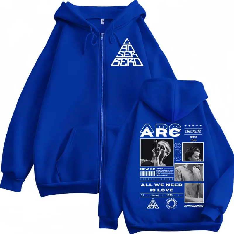 Canserbero Tudo o que precisamos é amor Muerte Vida Merch Zipper Hoodie Moda masculina Hip Hop Zip Up Moletons Casual Pulôveres de lã — image 5