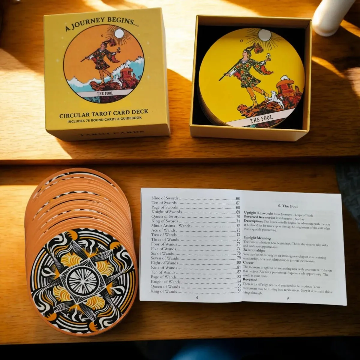 Circular Tarot Cards Deck Include 78 Round Cards & Paper Guidebook in Rigid Box Wait Tarot Deck A Journey Begins for Beginners — image 1