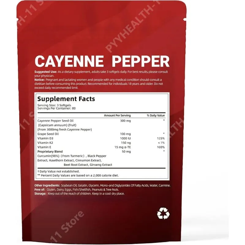 Suplemento de cápsulas de pimenta caiena com semente de uva, beterraba, cúrcuma, vitaminas D3 K2, suporte de ervas, veias das pernas, saúde dos vasos sanguíneos — image 6