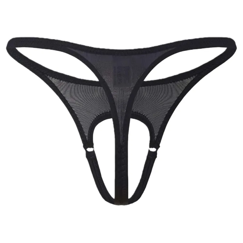 Sexy Men Underwear Thongs with Front Open Pouch Low Rise Fit High Elastic Stretch for Club Party 95%Polyester+5%Spandex