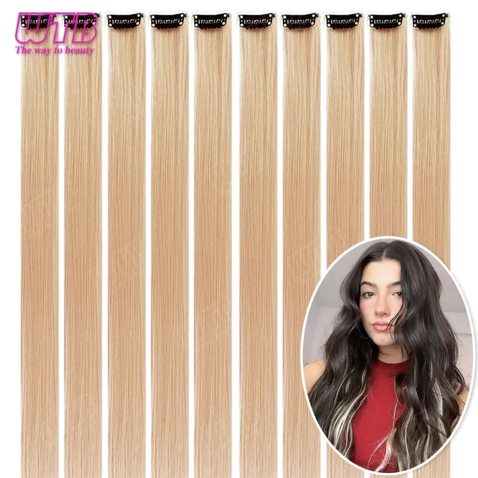 10 PCS Colored Synthetic Hair Extension Wigs for Women BB Clip Style Straight Hair Extension Wigs Suitable for Holiday Events — image 11