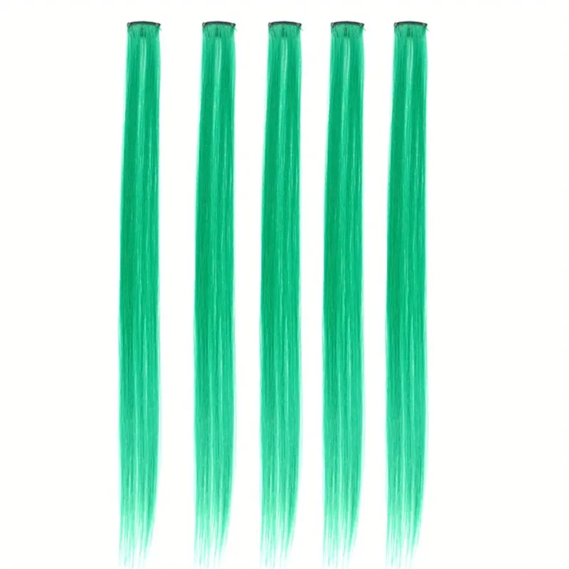 5pcs/set Colorful Clip In Synthetic Hair Extension Rainbow Long Straight Hairpieces For Women Girl Kids Y2K Style Daily Party — image 10