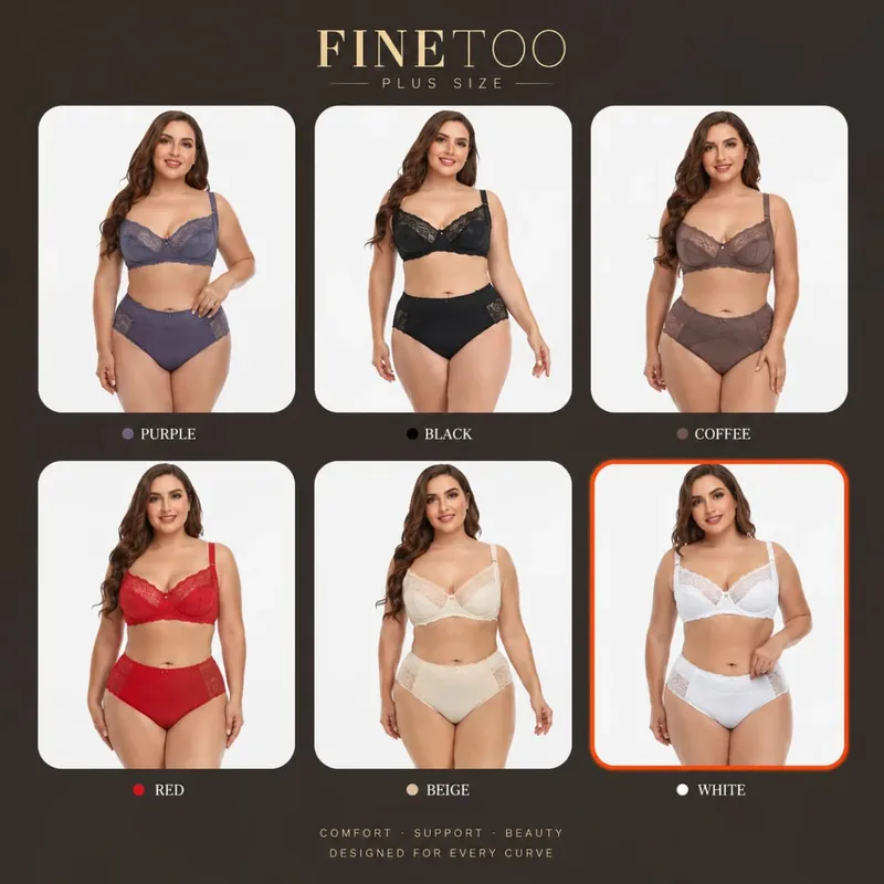Lightweight Lace Underwire Bra Set for Plus Size Women Thin Cup Lingerie with Panties Comfortable Lift Daily Wear