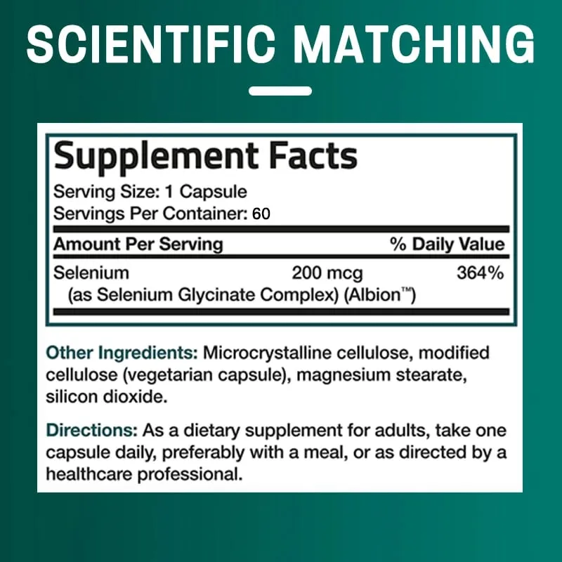 Selenium Capsules 200MCG - Antioxidant Support Boosts Immune System Boosts Energy Levels Thyroid Support NON-GMO — image 6