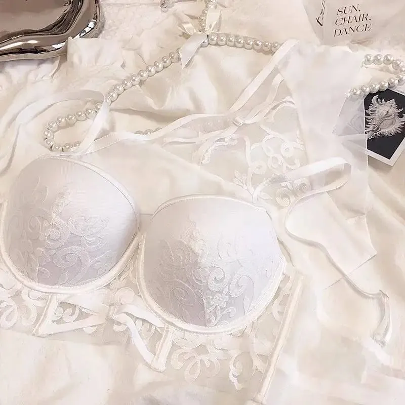 Red Lingerie Set for Wedding Bride Push-Up Bra To Make Small Breasts Look Larger Side Support Dragon Zodiac Year Bra Set — image 9
