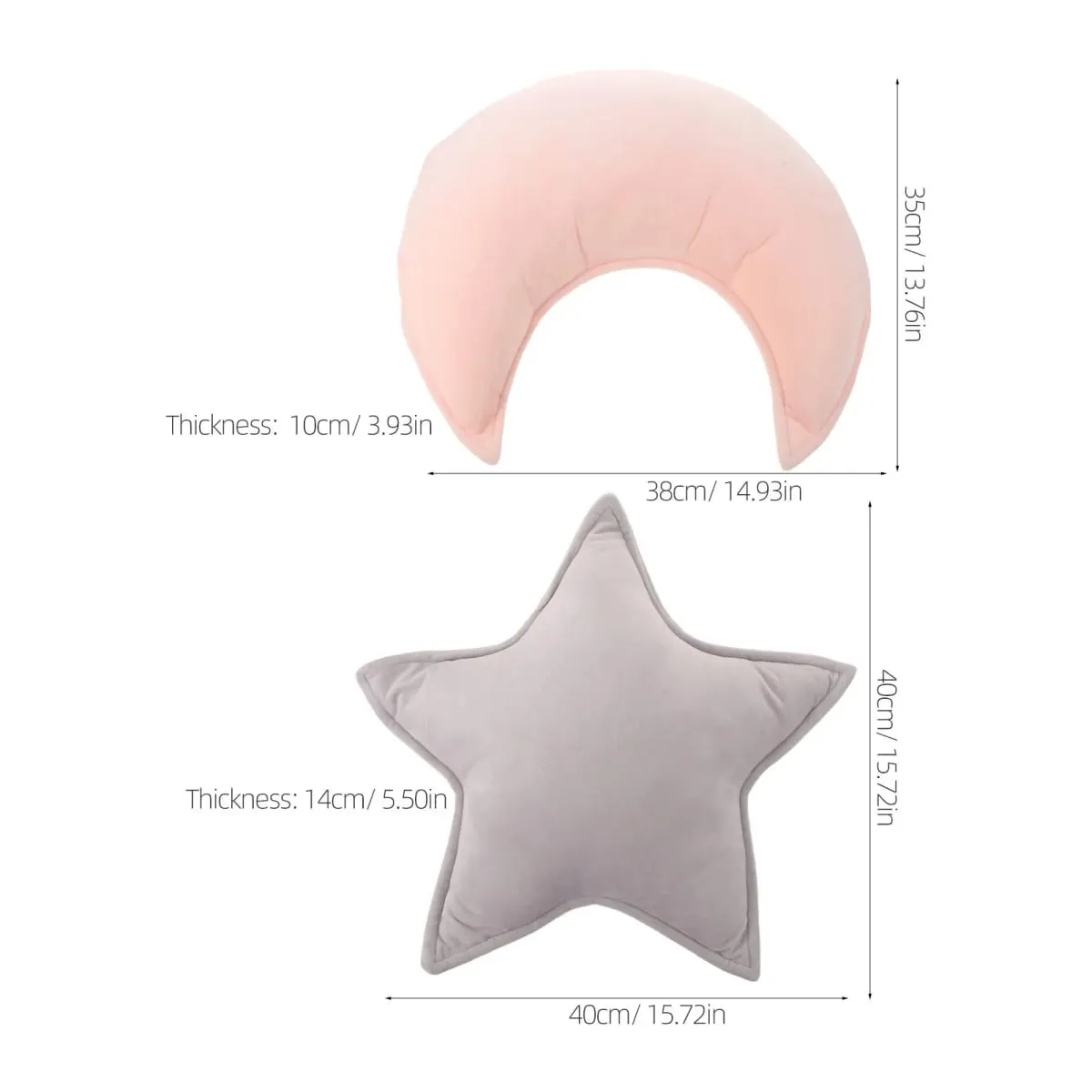 2Pcs Moon and Star Pillows Baby Room Cushions Soft Decorative Nursery Throw Pillow Crib Decoration Pillow for Bedroom Living