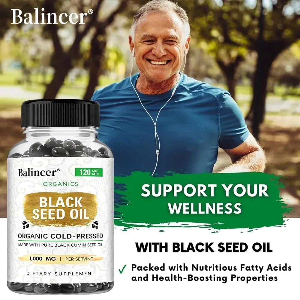 Black Seed Oil Capsules 1000mg - Help Digestive Health Immune Support & Brain Function Antioxidant 120 Capsules — image 4