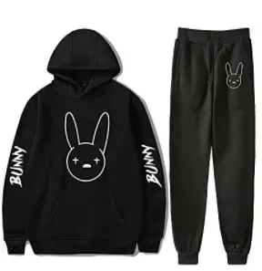 Harajuku Comfortable Funny bad bunny Print Sweatshirt Sweatpants Suit Men/Women Hoodies+ Trousers Suit Cute 2 Piece Set Clothes — image 39