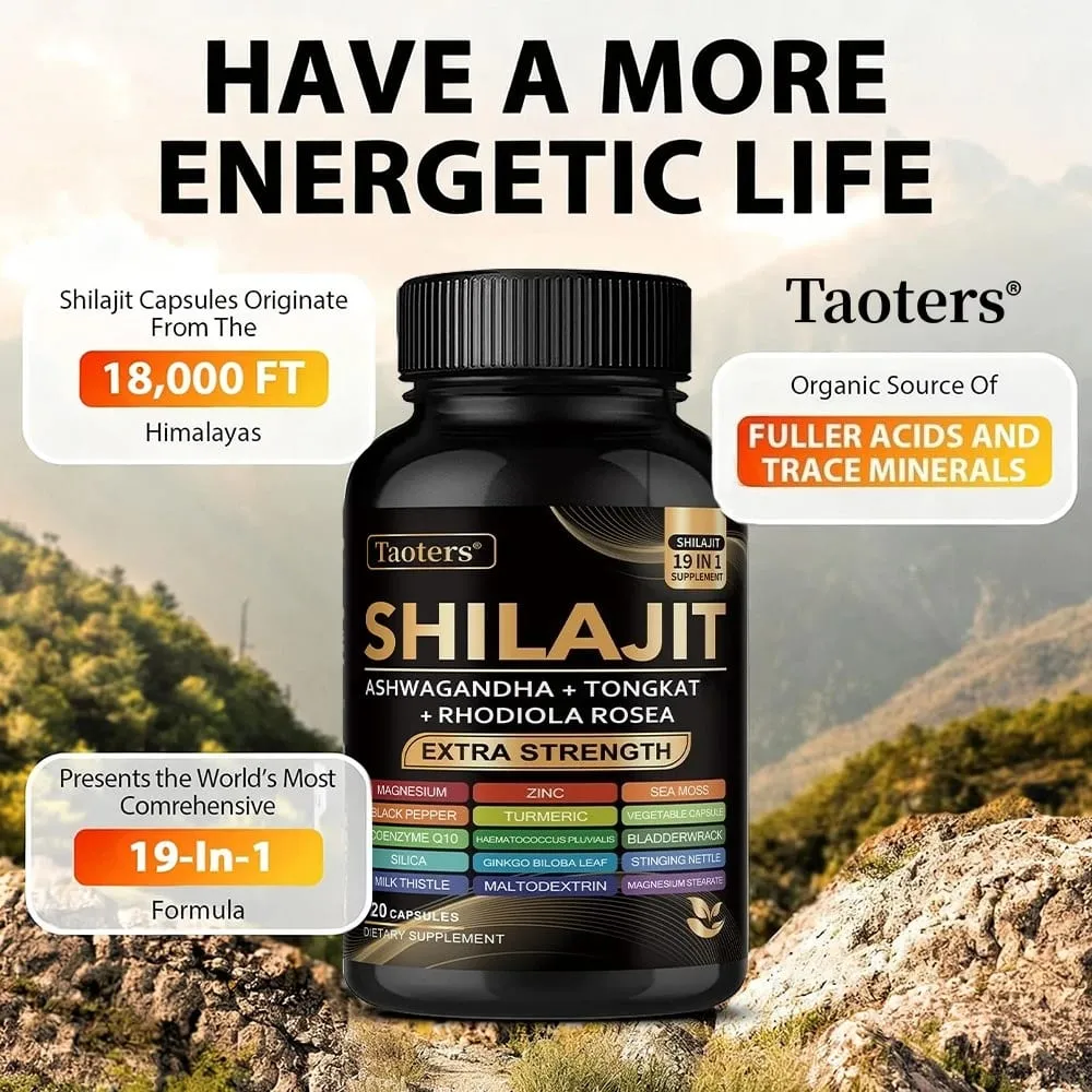 Shilajit Supplement with Sea Moss Ashwagandha Magnesium & Zinc - 19 IN 1 Organic Capsules Non-GMO Vegan Natural Mineral
