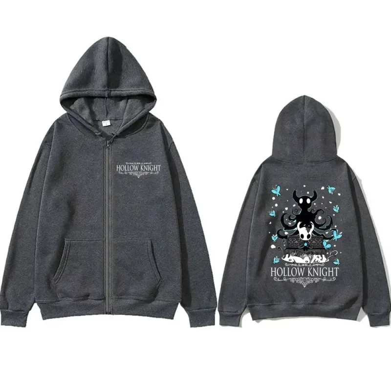 Gaming Hollow Knight Graphic Zipper Hoodie Men's Women's Casual Cartoon Style Hoodies Unisex Funny Game Lover Zip Up Jacket Coat — image 6