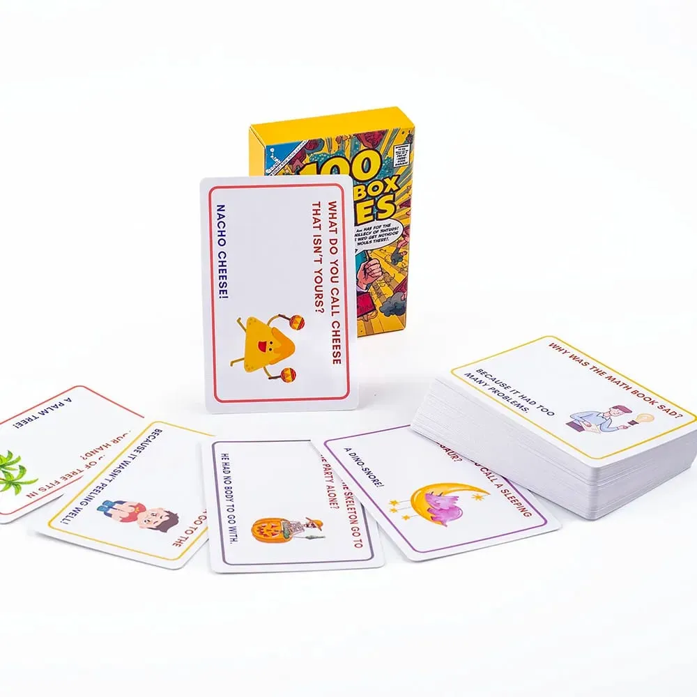 Kids Joke Cards 100pcs - Fun Lunchbox Notes With Puns Riddles Conversation Starters For Family Car Rides Road Trip Board Game — image 1
