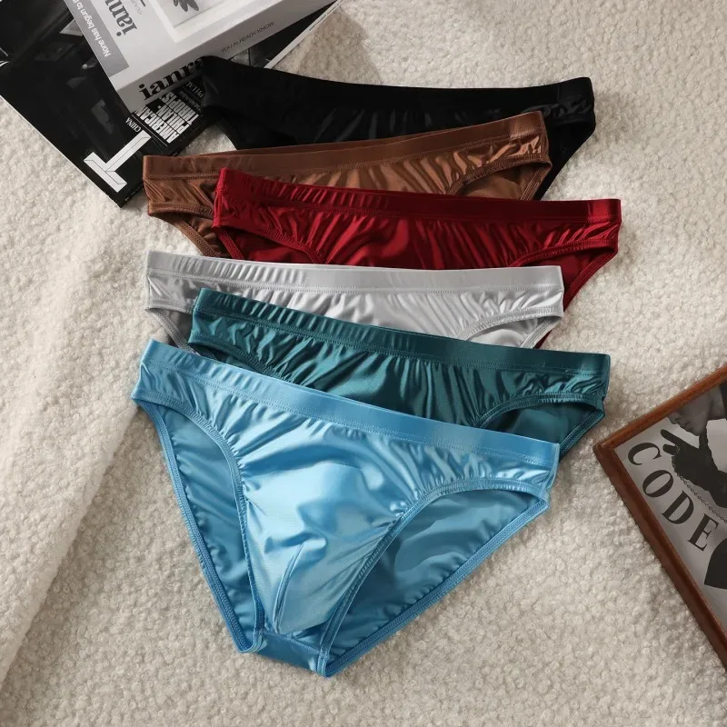 Men Solid Briefs Underwear Man Sexy Glossy Underpants Cuecas Calzoncillos Ropa Interior Hombre Slips Male Pouch Panties