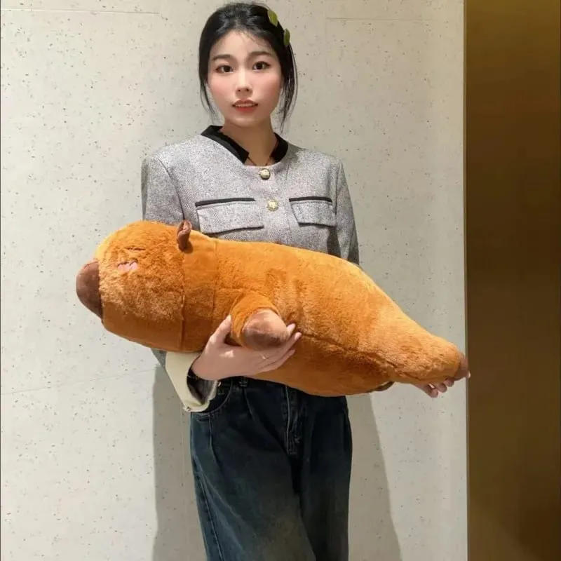 Kawaii Capybara Plush Toy Stuffed Capibara Fluffy Doll Long Sleep Soft Pillow Sofa Cushion Nap Sleeping Toys for School Xmas