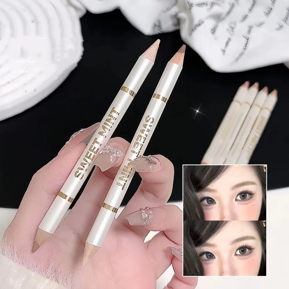 Double-ended Silkworm Eyeliner Shadow Pen 2 in 1 Nude Pink Brightening Highlighter Makeup Pencil Lasting Waterproof Eye Makeup