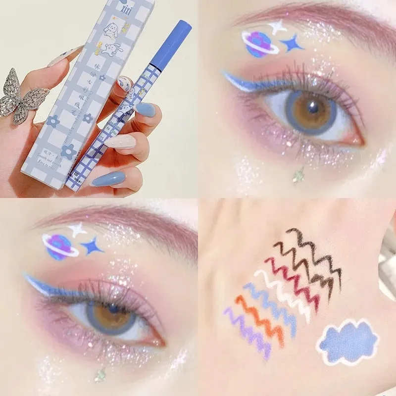 Farverig flydende eyeliner blyant mat vandtæt ikke blomstrende eyeliner Langtidsholdbar flydende eyeliner pen Øjenmakeup Kosmetik