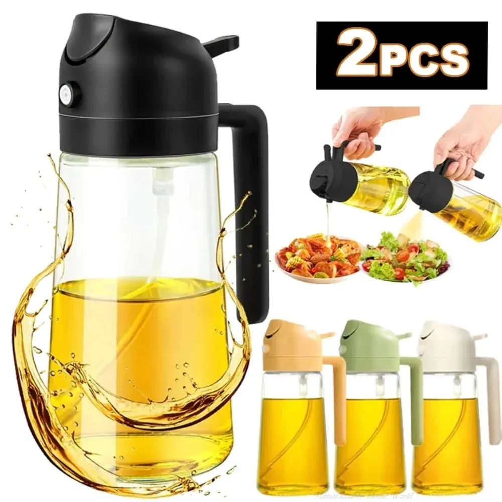 500ML 2-in-1 Dual Use Plastic Olive Oil Sprayer Dispenser Spray Pour Bottle Vinegar Mister Air Fryer BBQ Salad Kitchen Tools — image 1