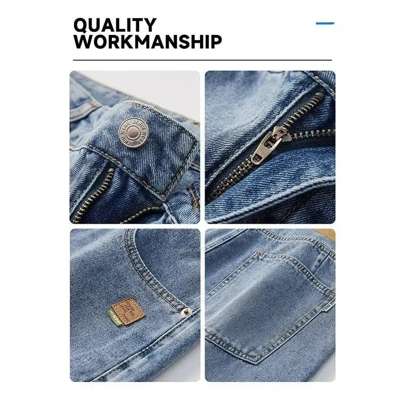 High Streets Spring Summer Men's Jeans American Retro Baggy Wide Leg Denim Pants Loose Solid Cotton Jeans Male Trendy Trousers — image 6