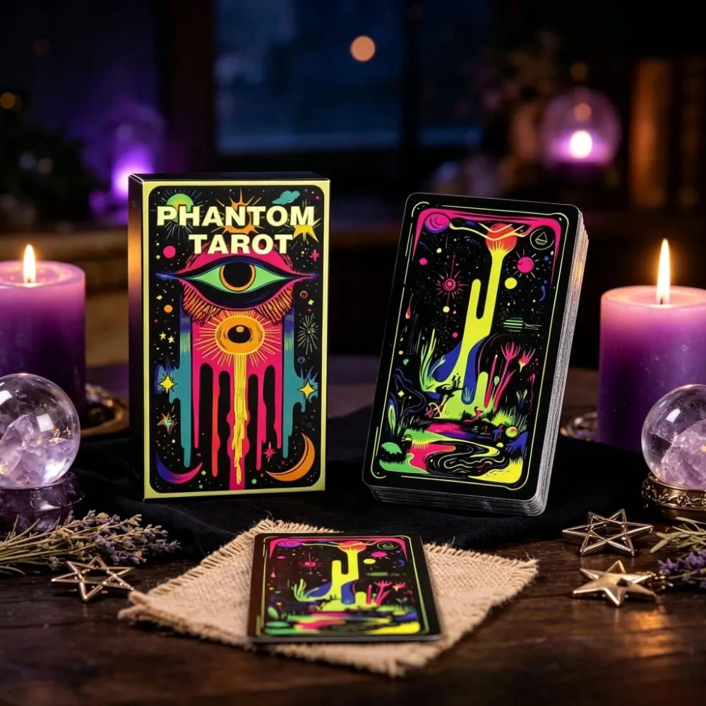 Phantom Tarot Complete Set of 78 Personalized Neon Art Style Desktop Divination Party Entertainment Board Game Cards — image 1