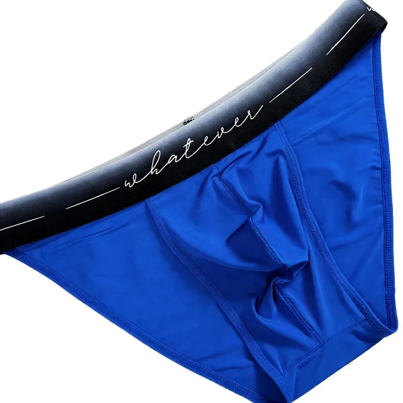 Men's Ice Silk Polyester Cheeky Briefs Ombre "Whatever" Slogan Waist Sporty Contour Fit Low-Rise Underpants Men Underwear Sexy — image 11