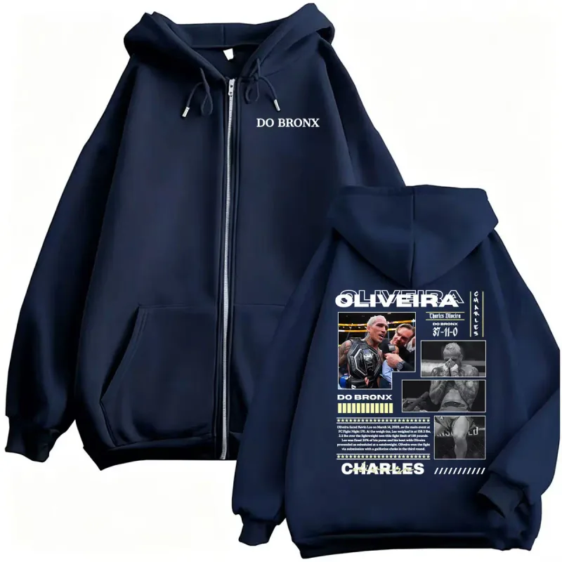Do Bronxs Charles Oliveira Sweatshirt Jacket Coats Men Women Violence Aesthetic Zipper Hoodies High Quality Fleece Zip Up Hoodie — image 3