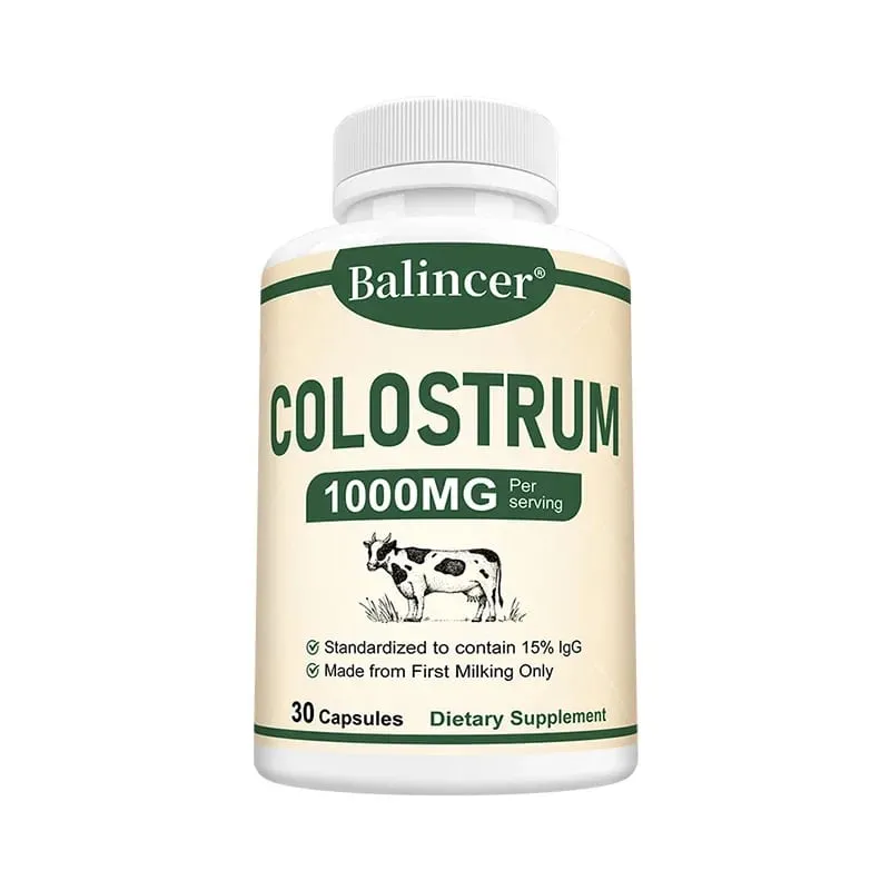 Colostrum 1000mg Capsules Support Gut Digestive Health Immune Defense Muscle Recovery Focus Skin Hair & Nails Wellness
