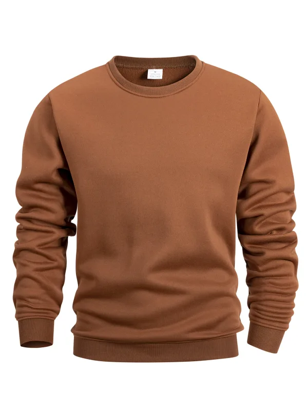 Men's Crew Neck Pullover Solid Color Large Sweatshirts Spring Autumn Outdoor Jogging Tops Men Casual Hoodies Streetwear — image 12