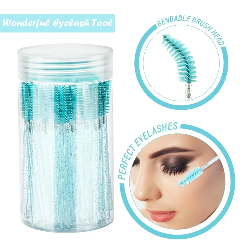 50Pcs Disposable Mascara Wands Eyebrow Spoolies Brush for Eyelash Extensions Lash Brushes with Container — image 9