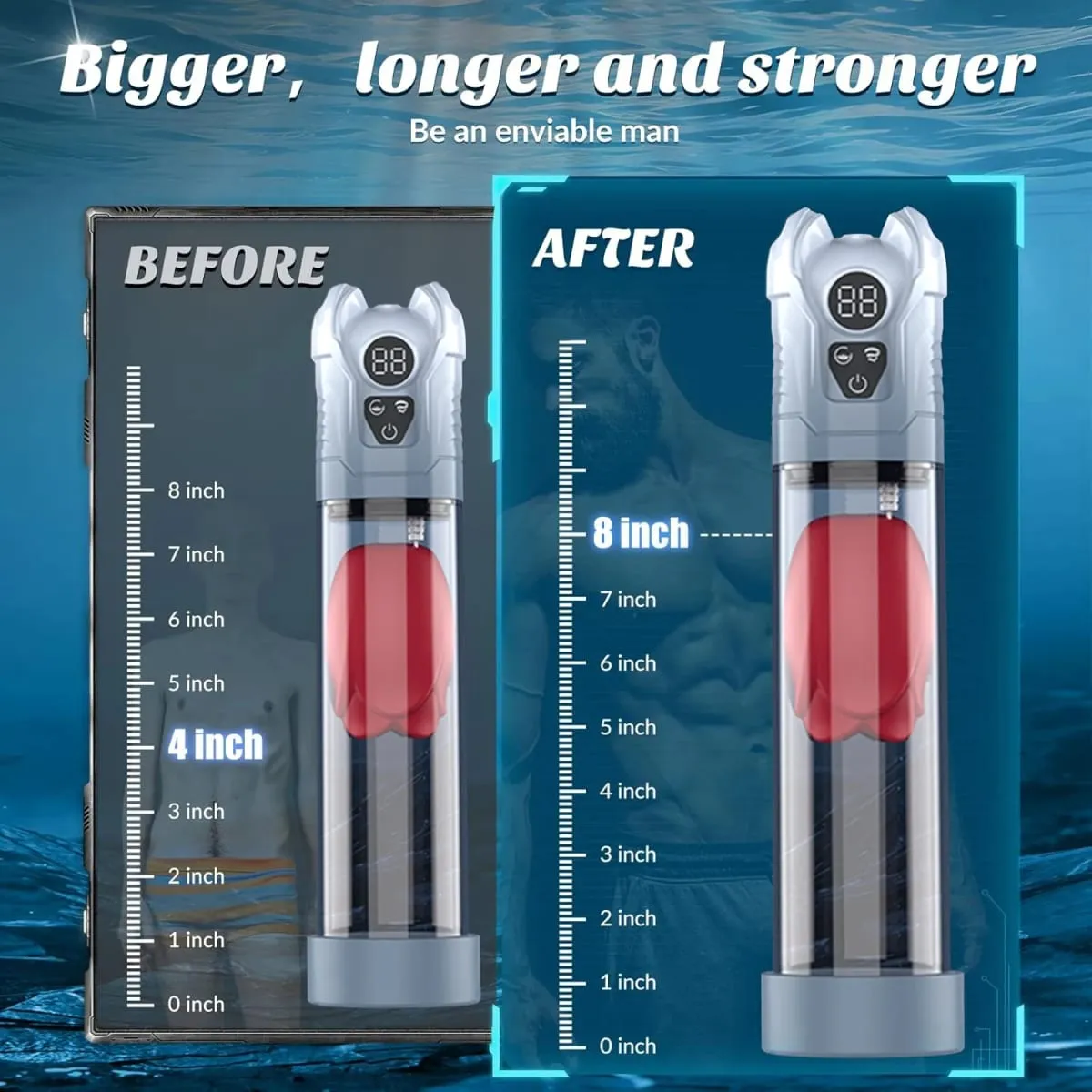 Enlarger Pump Penis Enlargement Extend Vacuum Pussy Pumps Male Masturbator Air Pressure Device Adult Sex Toys Games for Men LED