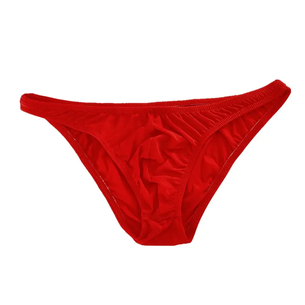 Solid Color Nylon Briefs Men Big Bulge Sexy Underwear Translucent Ice Silk Low Waist Bikini Panties U Convex Male Panties — image 7