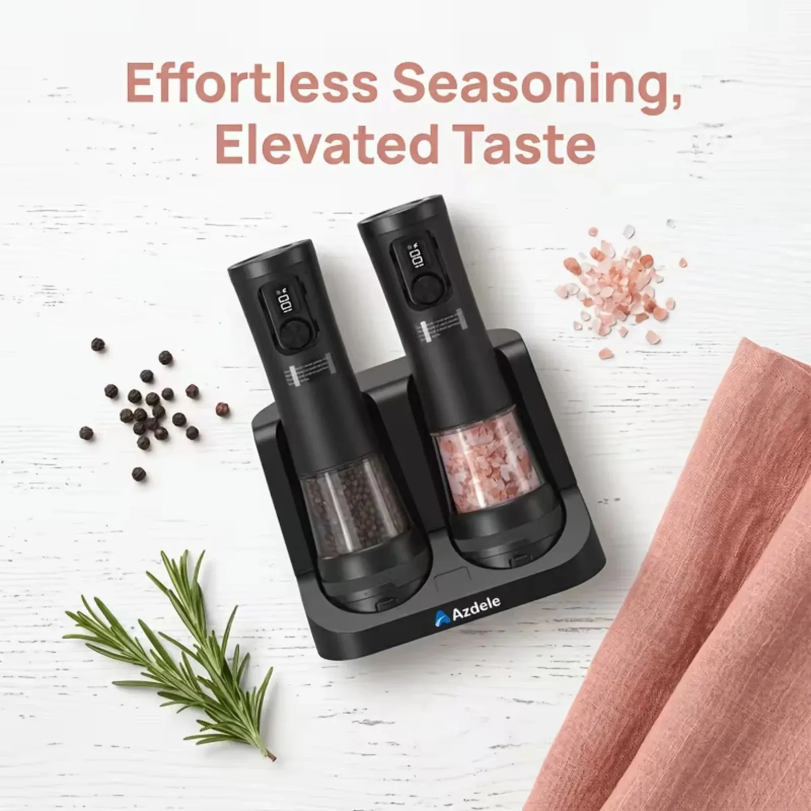 Electric Salt And Pepper Grinder Set Dual-Speed Adjustment Stainless Steel Rechargeable Automatic Pepper Grinder Jar With USB Charging Base Large 3.38 Ounce Capacity External Adjustable Coarseness LED Light. — image 4