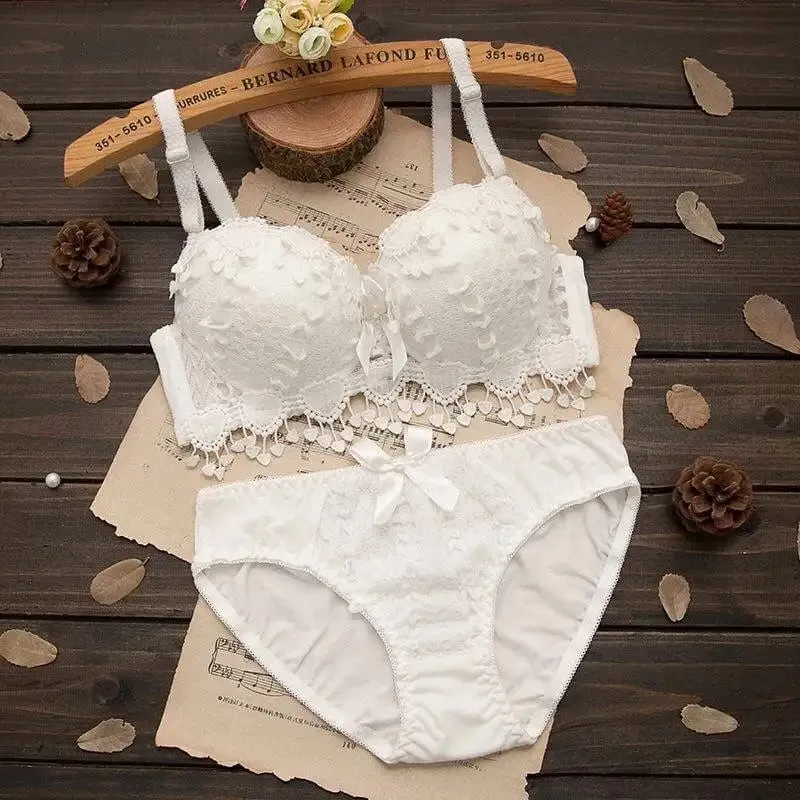 Women Lingerie Set Underwire Tassel Lace Push‑Up Bra With Removable Pads Bow Soft Multi‑Color Comfort Ladies Intimate Underwear — image 5