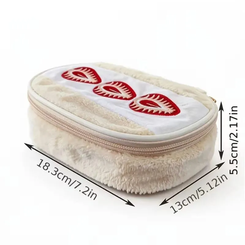 Strawberry Sandwich Cosmetic Tools Bag Large Capacity Makeup Brushes Lipstick Storage Bag Multi-Functional Comestic Organizer — image 2