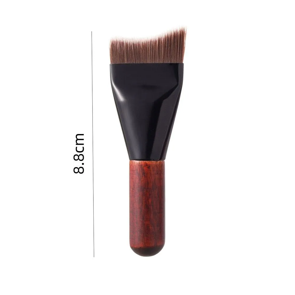Fish Tail Foundation Brush Ultra Thin Liquid Makeup Brushes Wood Grain Handle Flat Face Contouring Cream Powder Blender