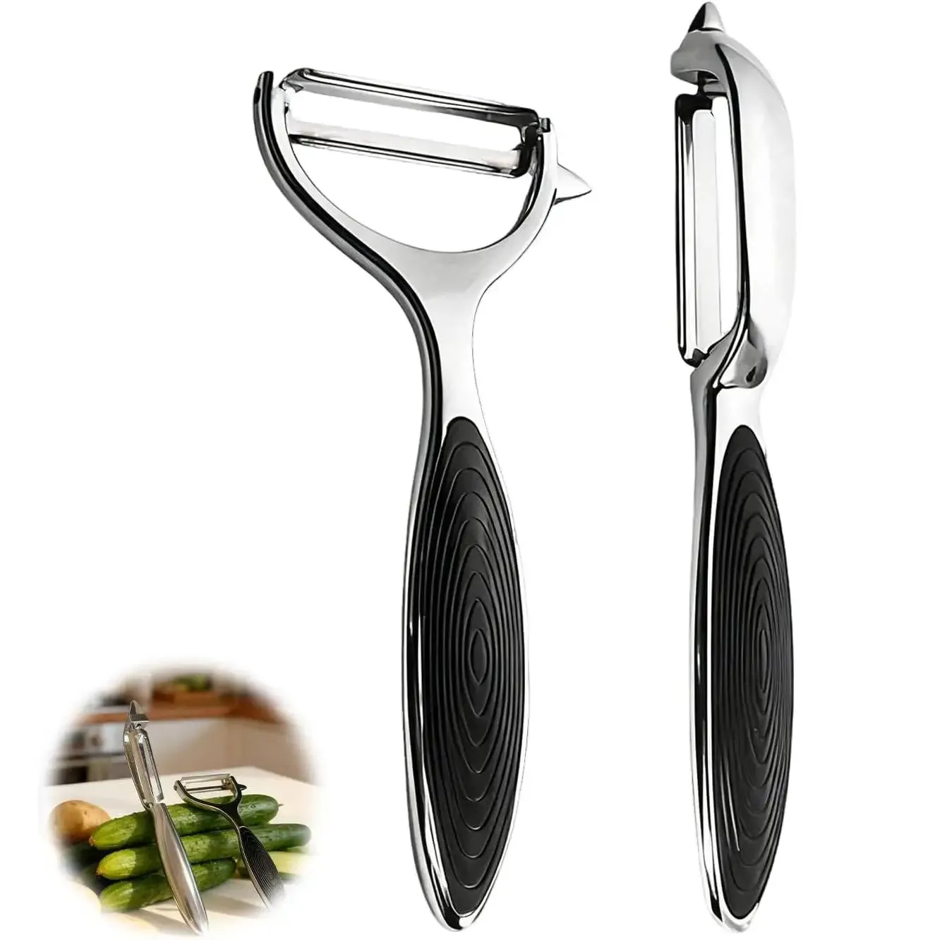 2pcs Potato Peeler Vegetable Peeler Zinc Alloy Y Shaped Rotatable Peeling Tool for Apple Potato Carrot Cucumber Fruit Kitchen — image 2