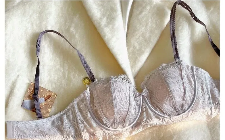 French Half Cup Rabbit Ear Bra Set Hot Sale Strapless Non‑Slip Minimizer Side Support Anti‑Sag 32‑38 Women Lingerie — image 10