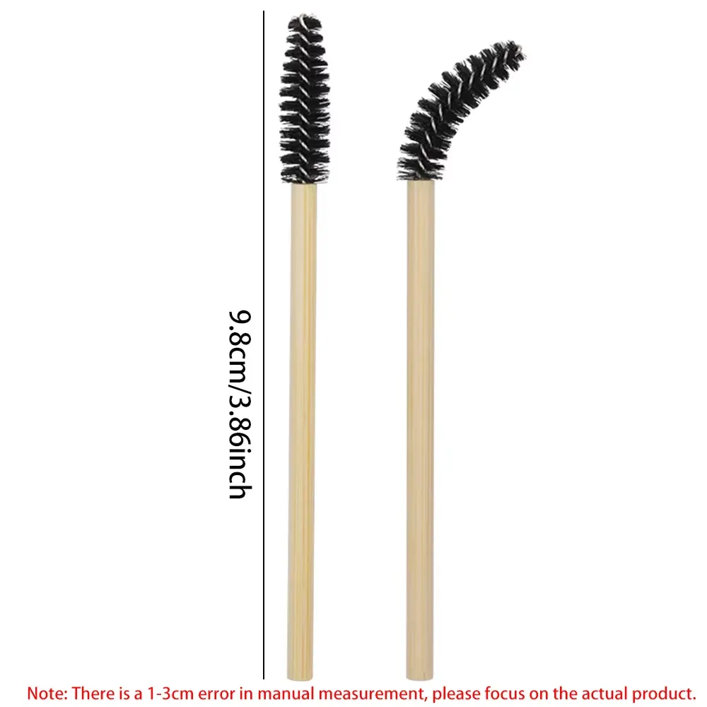 50Pcs Bamboo Handle Eyelash Brushes Mascara Wands Applicator Eye Lashes Extension Brush Eyebrow Spoolie Brushes Makeup Tool — image 3