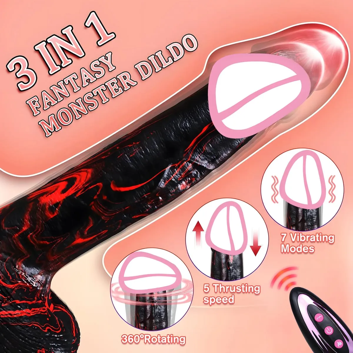 Remote Control Telescopic Rotate Dildo for Women Silicone Beginner G-spot Stimulation with Strong Suction Cup for Adult Sex Toys