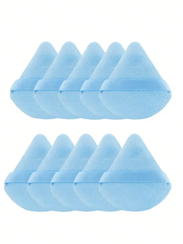 10 Pcs Triangle Velvet Powder Puff Pizza Flours Mini Face Makeup Sponge Cosmetics Washable Lightweight Makeup Tool — image 14