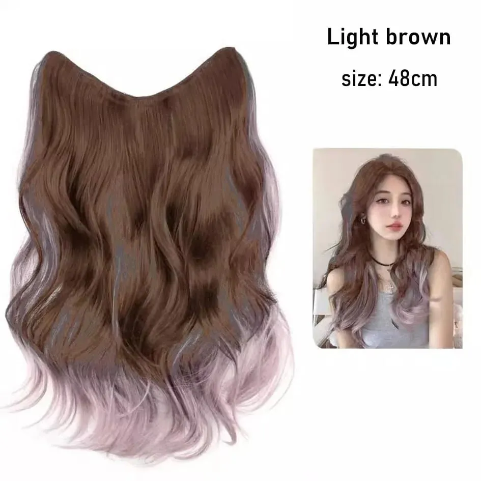 Synthetische 5 Clip 50 cm farbige Haarverlängerungen, Wasserwellen-Perücke, rosa Perücke, graue Perücke, Clip-on-Haarverlängerungen, Weihnachten — image 13