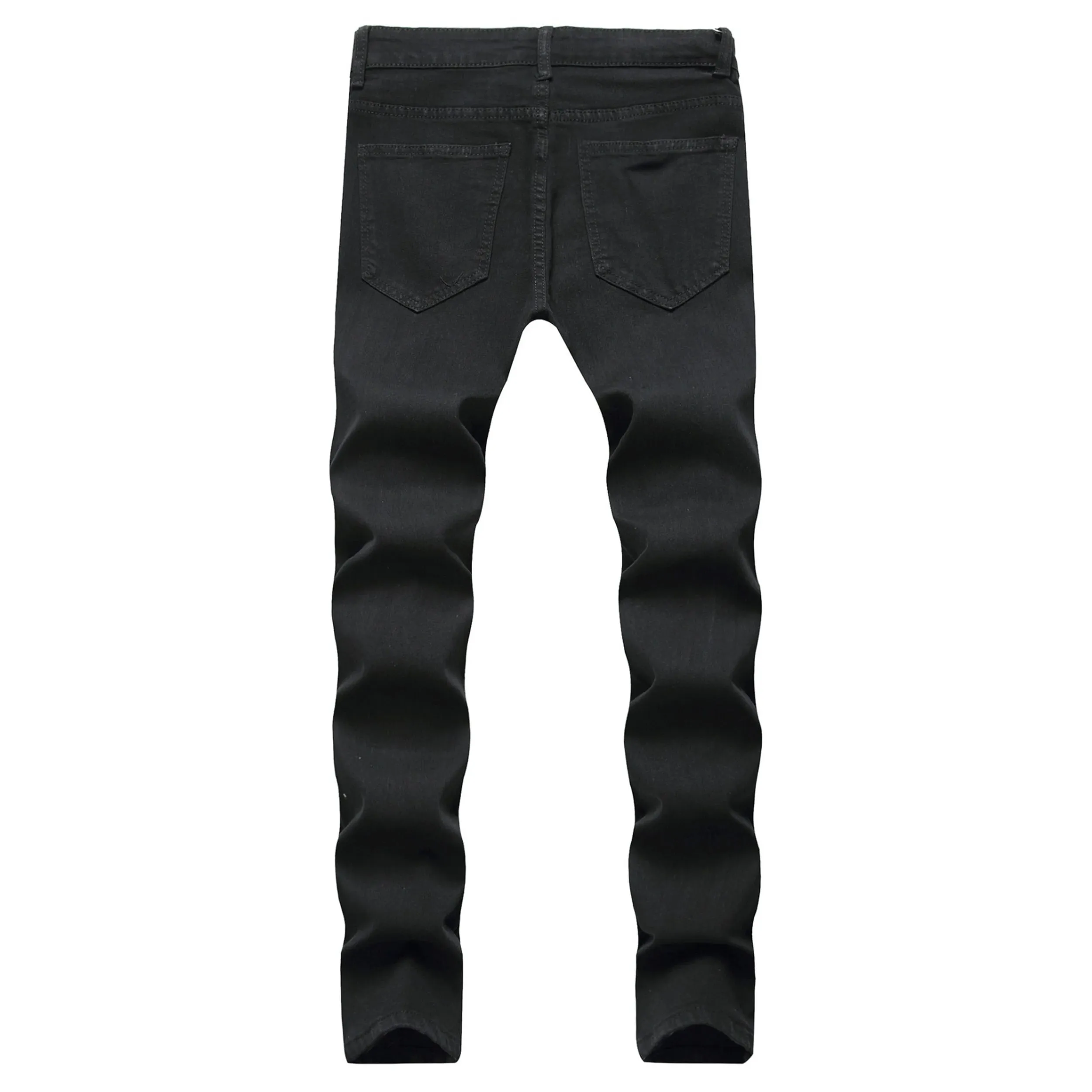 Skinny Stretch Ripped Jeans Men's Distressed Kpop Slim Fit Denim Pants American Street Style Rock Hip Hop White Black Trousers — image 3