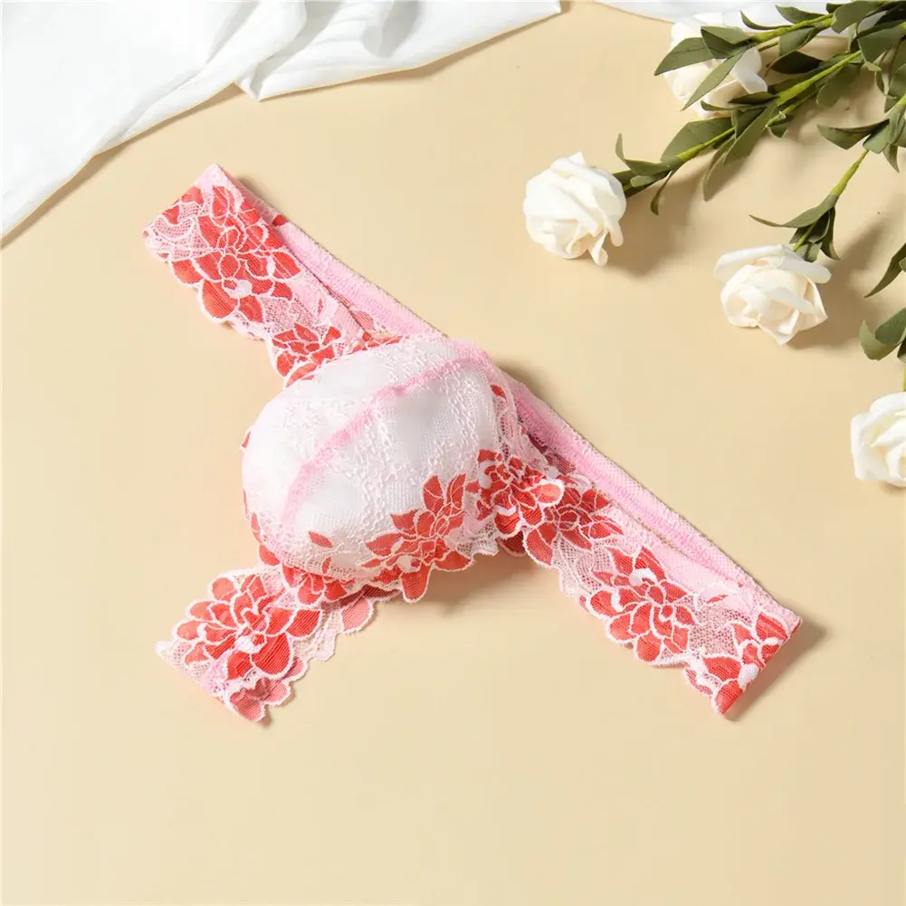 Men Floral Lace Thong Low Rise Elastic Waist G‑String Breathable See‑Through Floral Print Male Underwear Sexy Lingerie Panties — image 8