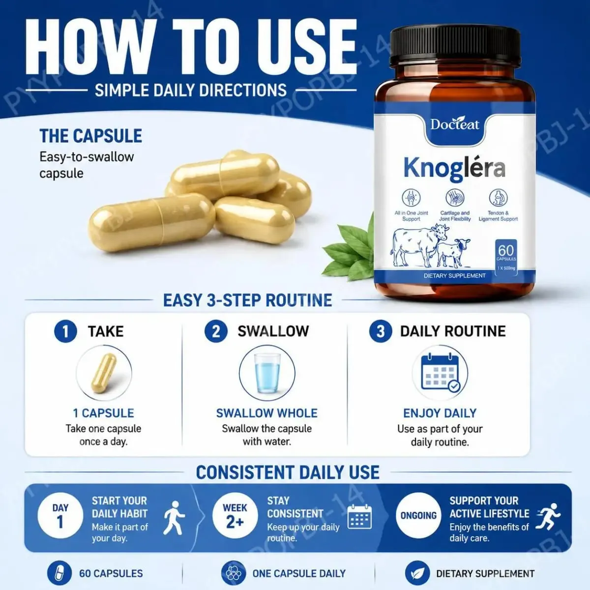 Docteat Knoglera MSM Joint Support Capsules Joint Comfort Cartilage Health and Joint Flexibility for Daily Mobility 60 Capsules — image 7