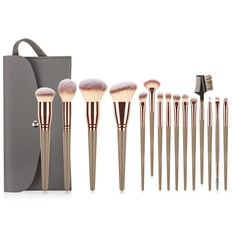15Pcs Makeup Brushes Set with Storage Bag Soft Bristle Face Eye Brush Kit For Foundation Blush Eyeshadow Eyebrow Cosmetic Tools — image 9
