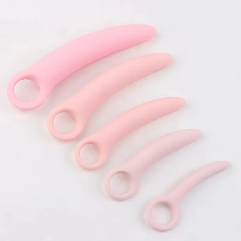 1 Set 5 stücke Weiche Silikon Kleine Elfenbein Pull Ring Vaginal Dilatator Set Vaginismus Anal Plug spielzeug Dilatator Vagina anal Sex Produkt — image 2