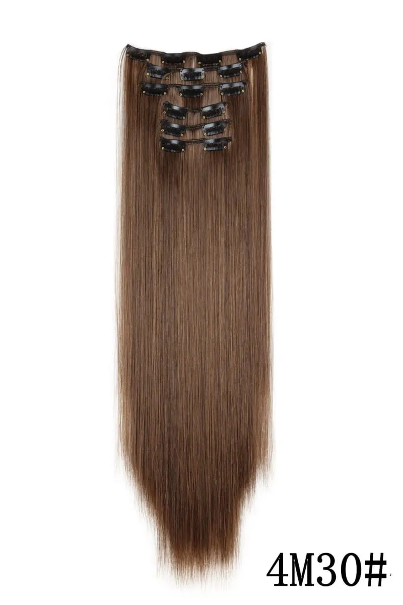 24Inch 16 Clips in Hair Extensions Long Straight Hairstyle Blonde Black Hairpieces Heat Resistant False Hair Daily Use Cosplay — image 15
