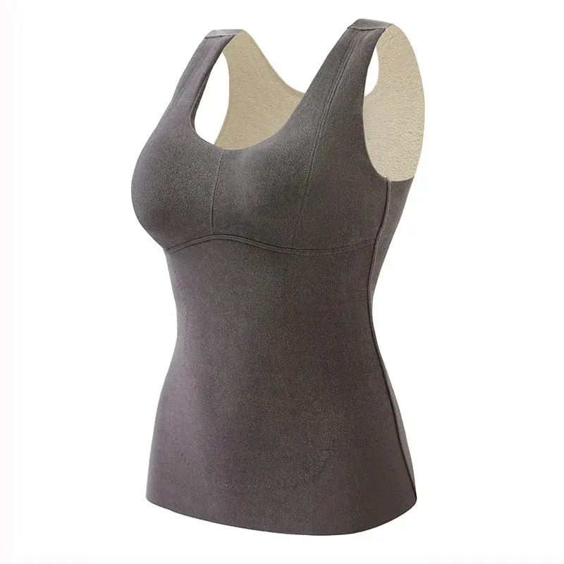 Winter Fleece Thermal Vest for Women Thickened Thermo Lingerie Seamless Soft Warm Inner Wear Female Undershirt With Bra Padded — image 13