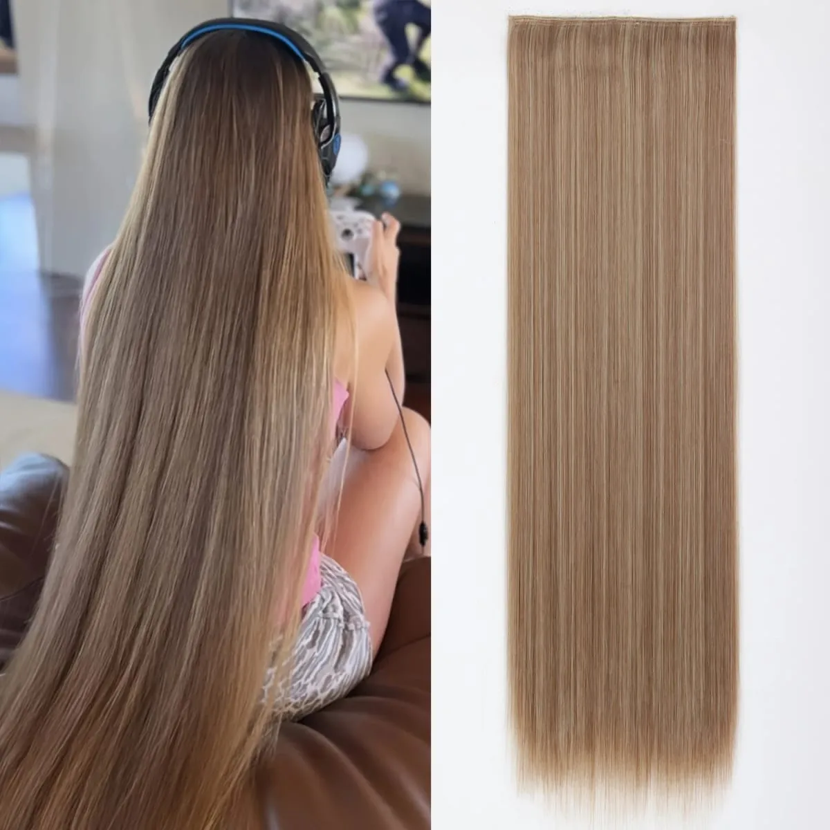 Synthetic Super Long Straight 5 Clip In Hair Extensions 32Inch One Piece Hairpiece for Women Multiple Colors Hair Extensions — image 13